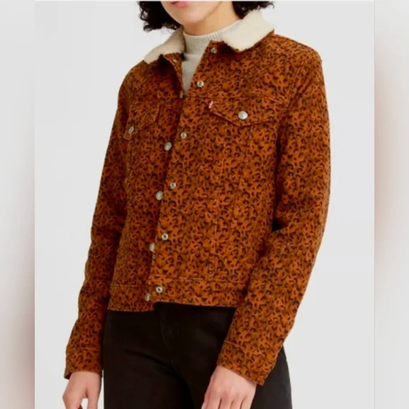 Levi's Women's Corduroy Brown Leopard Print Jacket - Picture 9 of 12